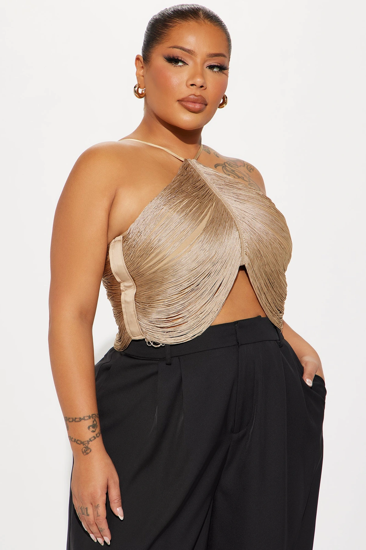 Francesca Fringe Top - Gold — Dourado