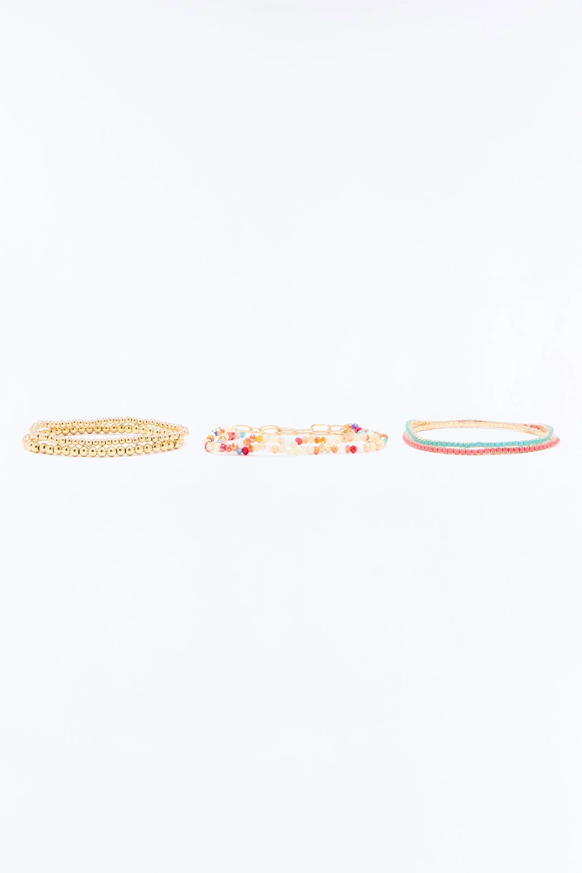 Tiki Tide Beaded 6 Piece Bracelet Set - Gold/Multi — Dourado/Multicolor