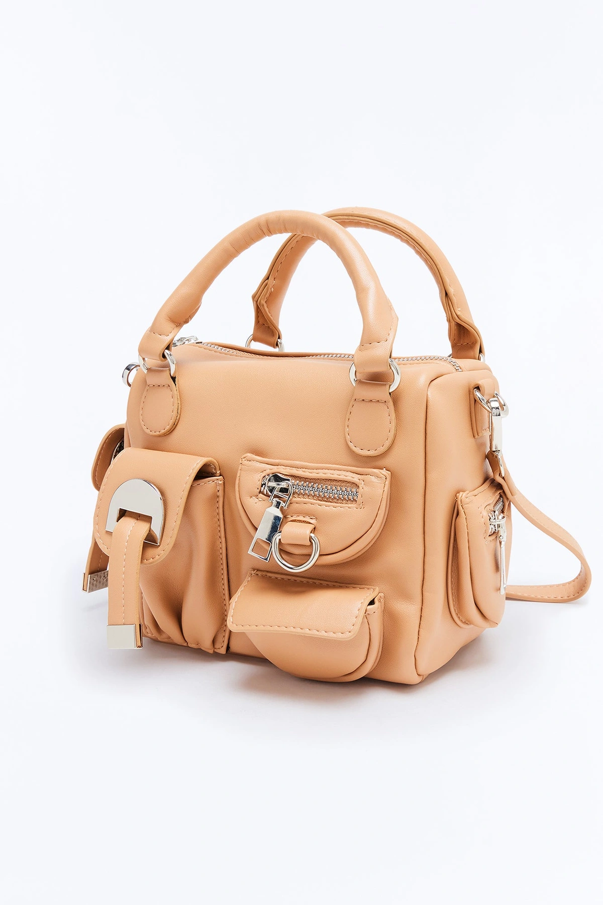 Pocket It Faux Leather Satchel Bag - Tan — Castanho-claro