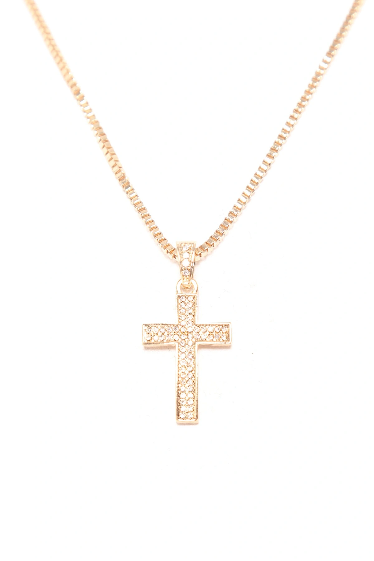 Devoted Love Cross Necklace - Gold — Dourado