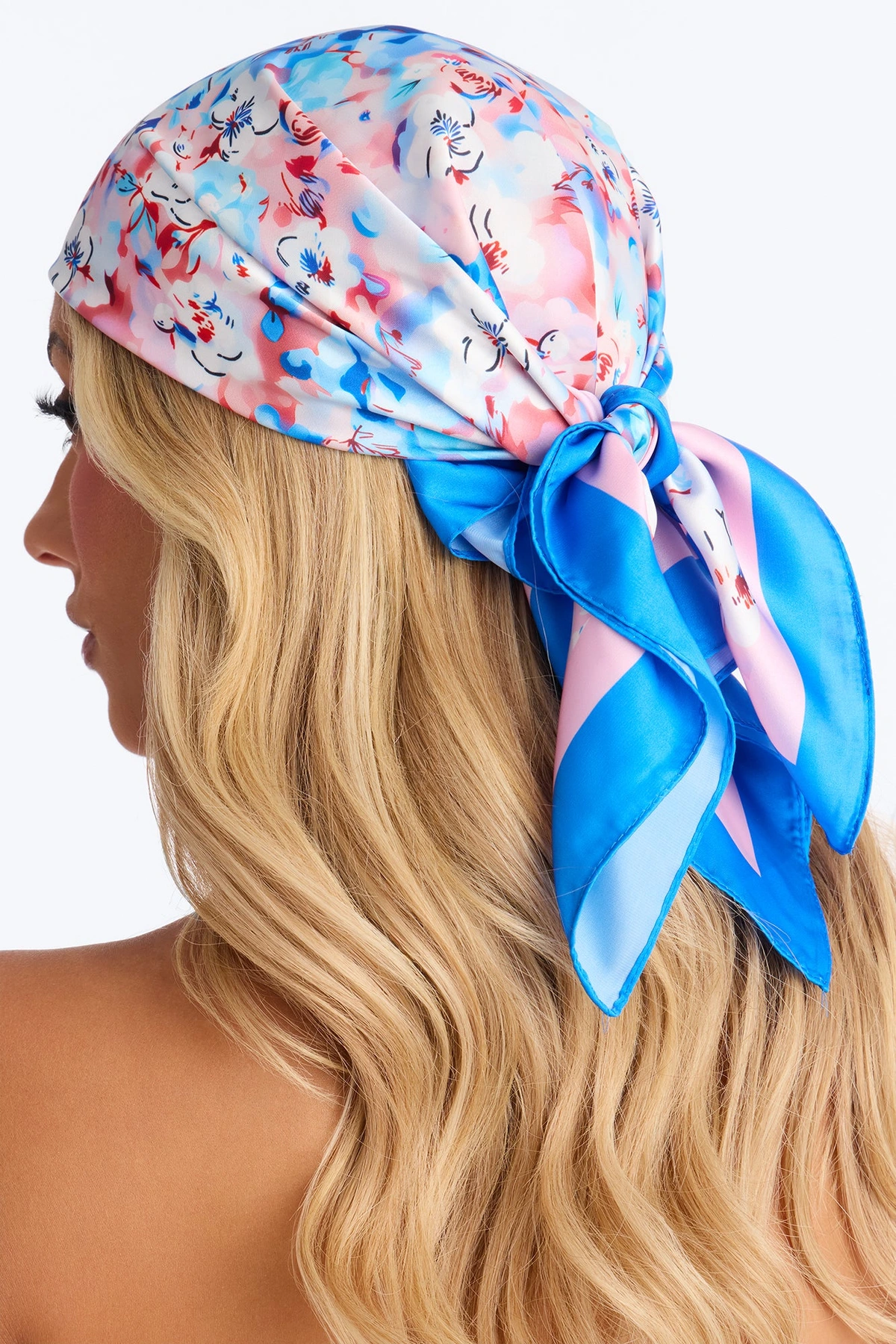Lost Flowers Head Scarf - Blue/combo — Azul/combinação