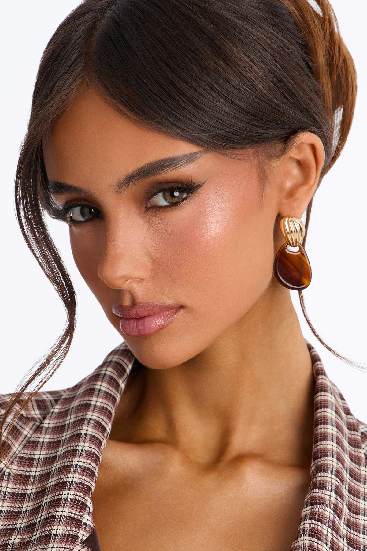 Sunset Kiss Drop Earrings - Gold/Brown — Dourado/Castanho