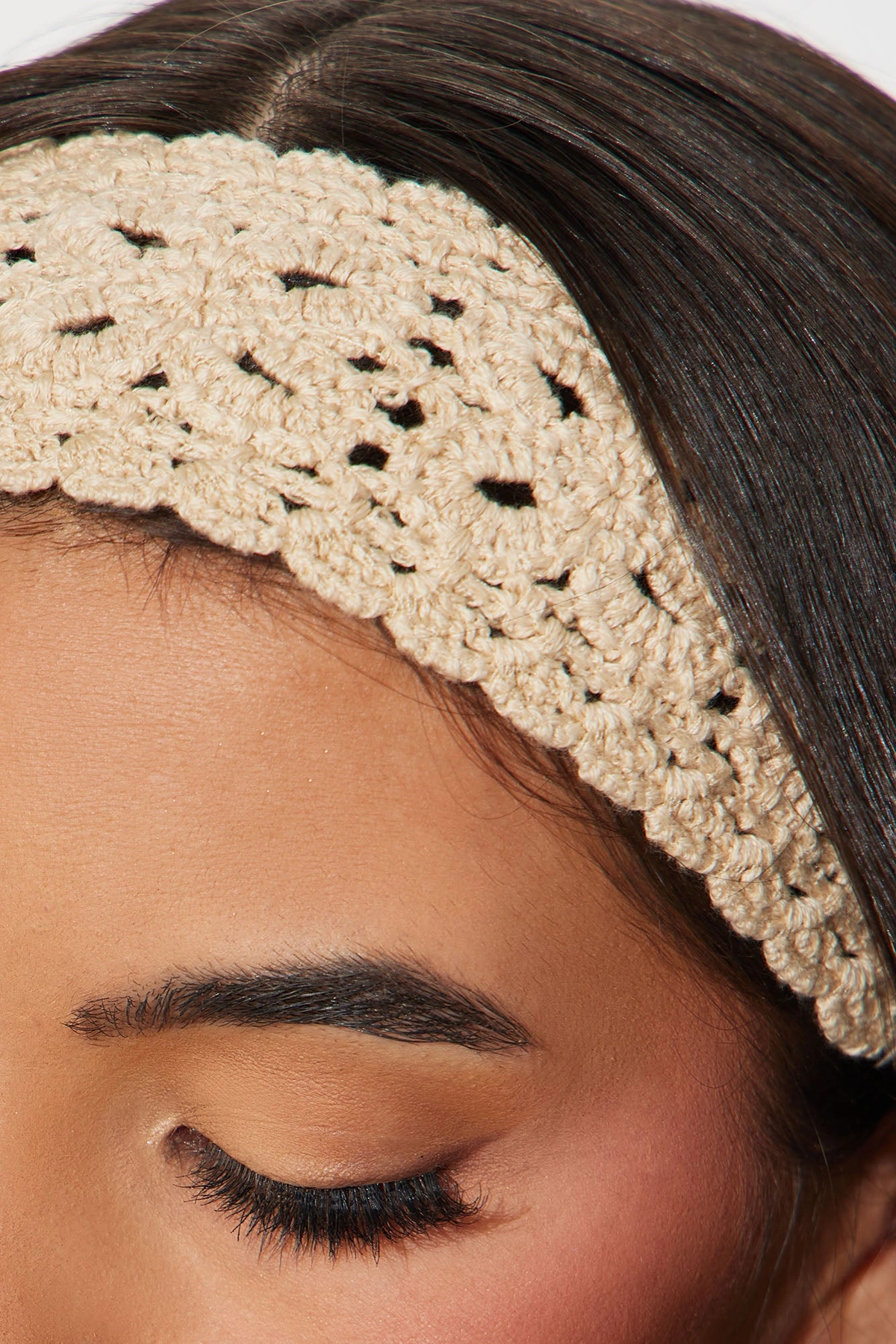Crochet Headband - Beige — Bege