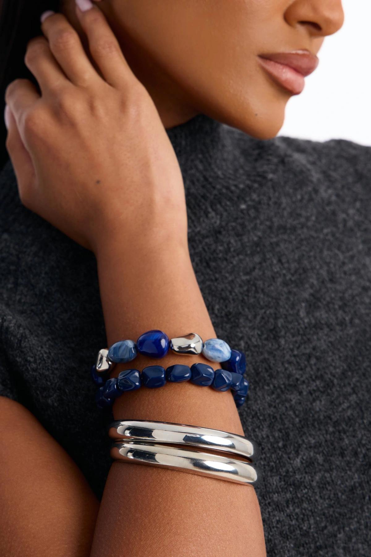 She's Unforgettable 4 Piece Bracelet Set - Blue/combo — Azul/combinação