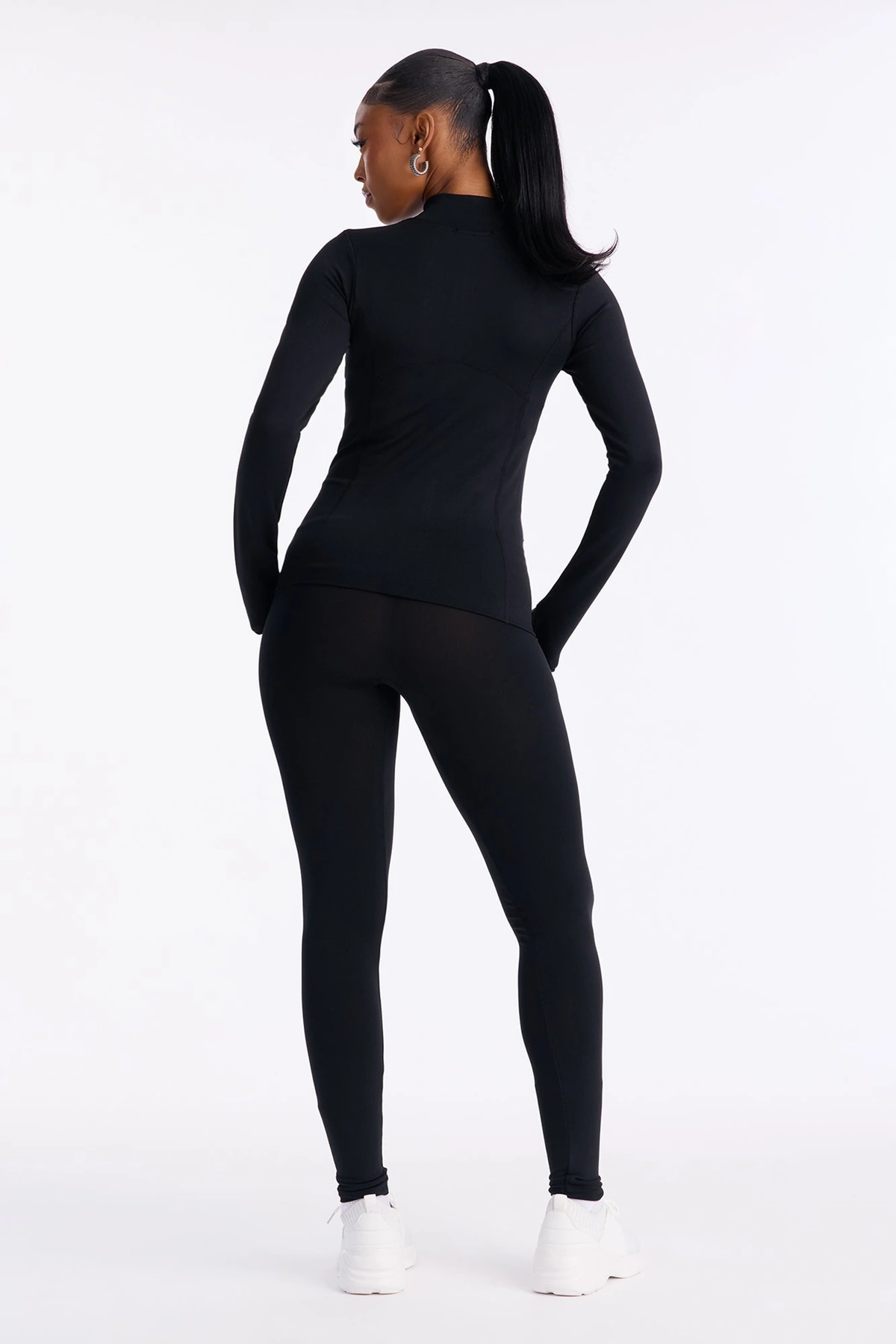 All Love Seamless Zip Up Legging Set - Black — Preto