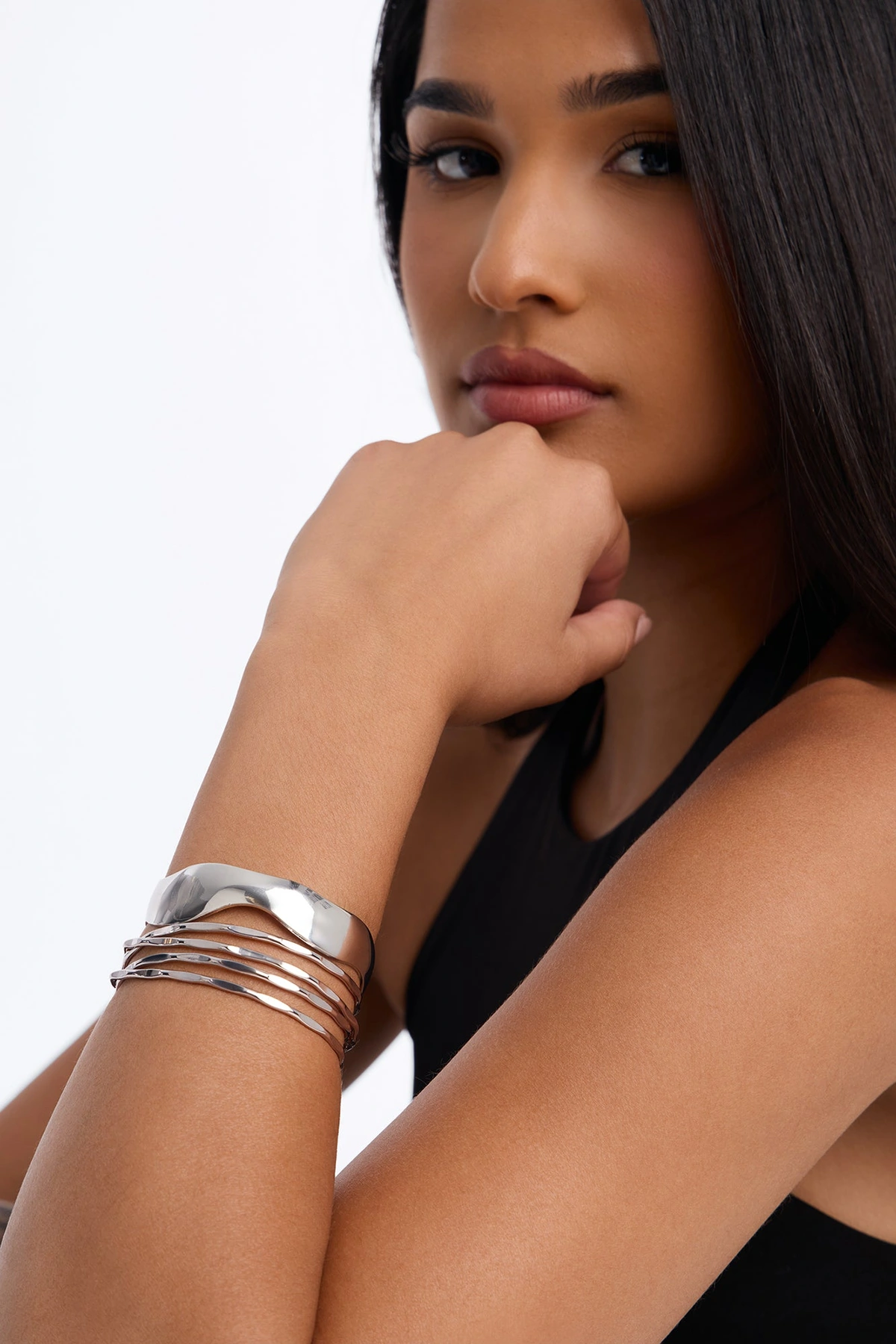 Elevated Drama 2 Piece Bracelet Set - Silver — Prateado