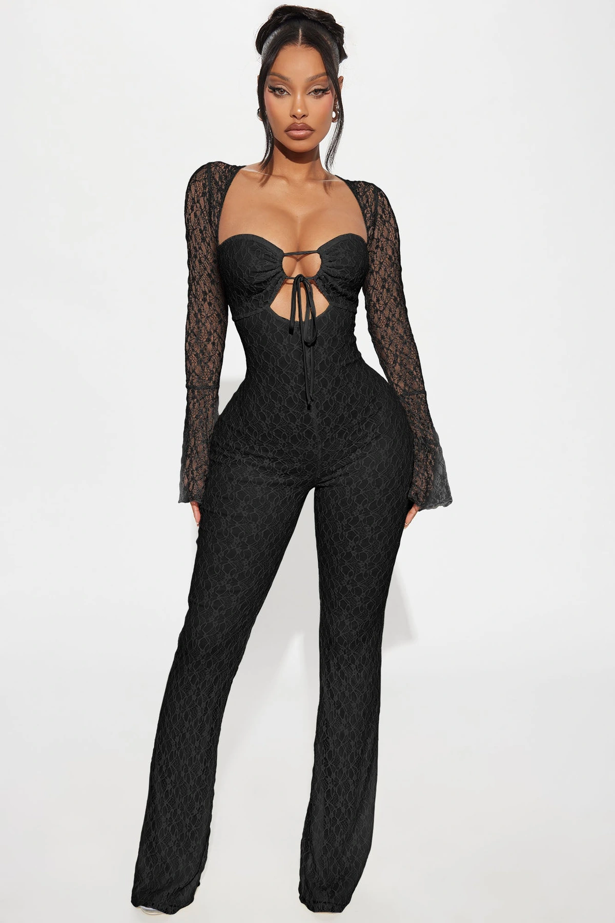 Saffron Lace Jumpsuit - Black — Preto