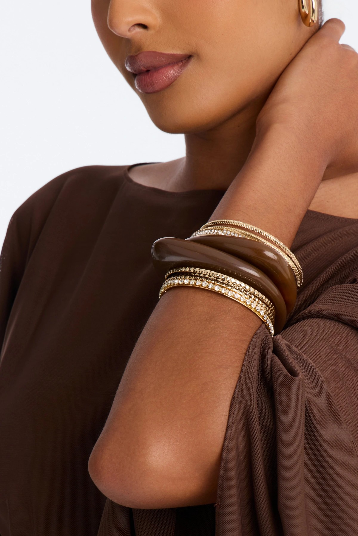 Keep On Falling Bracelet Set - Gold/Brown — Dourado/Castanho