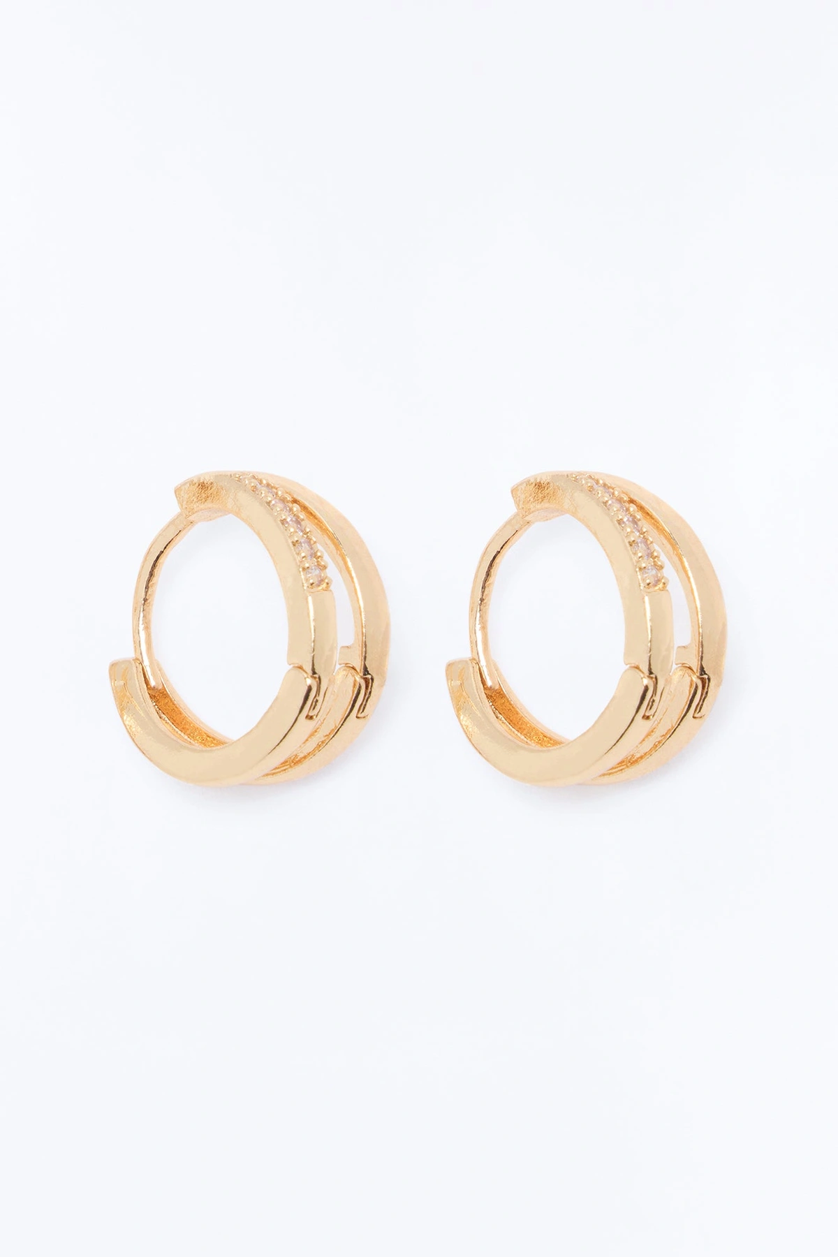 Luna Double Layer Hoop Earrings - Gold — Dourado