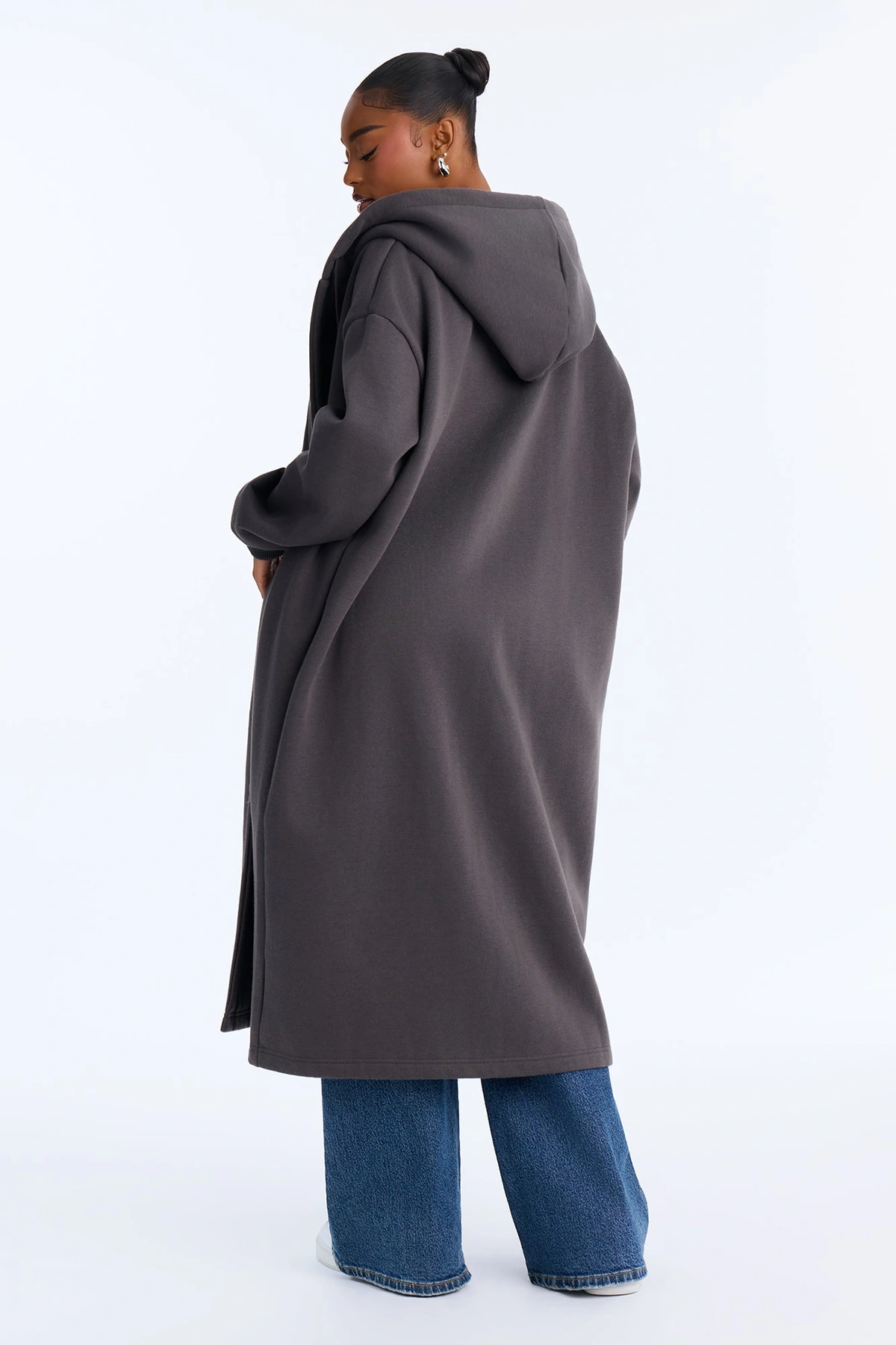 Jolie Cozy Fleece Trench - Charcoal — Cinzento-escuro