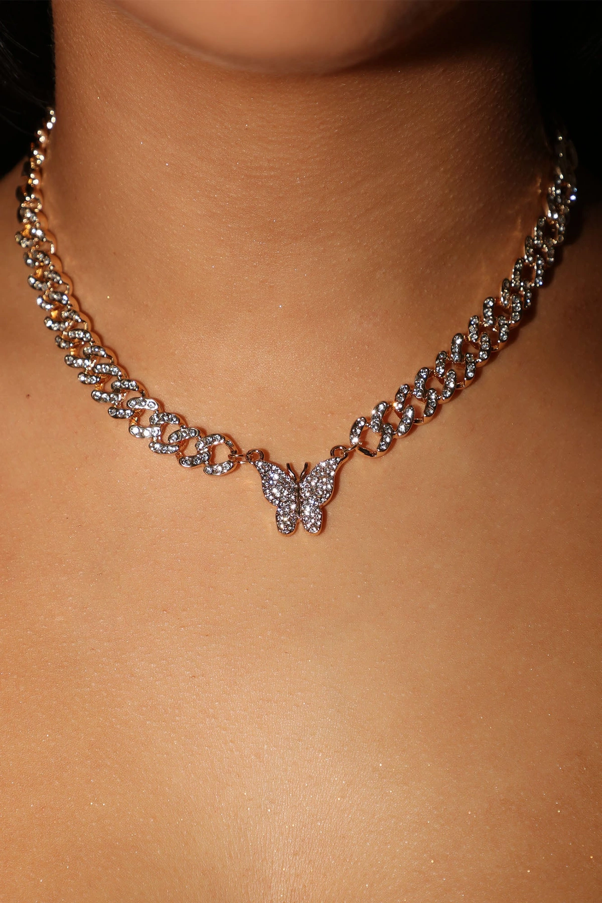 Icy Butterfly Necklace - Gold — Dourado