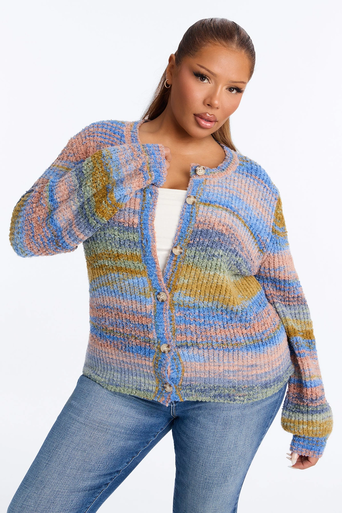 Amber Dusk Multi Stripe Cardigan - Multi Color — Multicolor