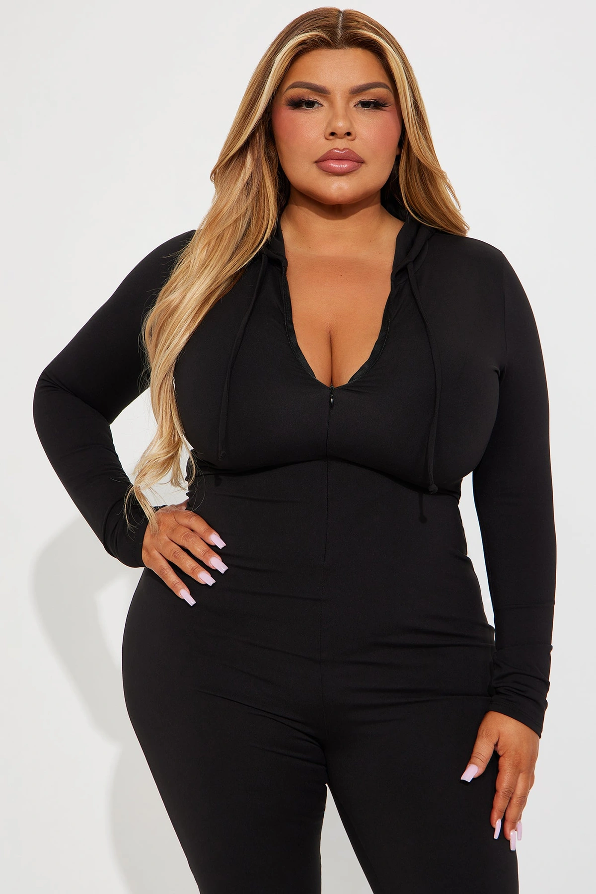 Luna Zip Up Jumpsuit - Black — Preto