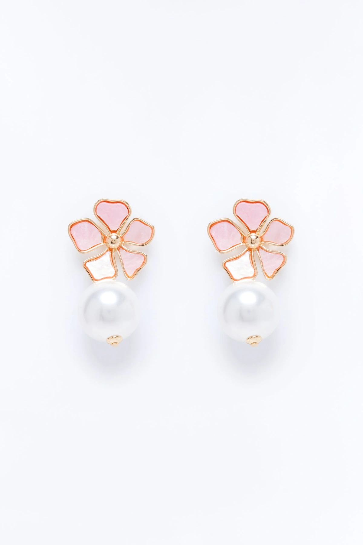 Wildflower Kiss Drop Earrings - Gold/Pink — Dourado/Rosa