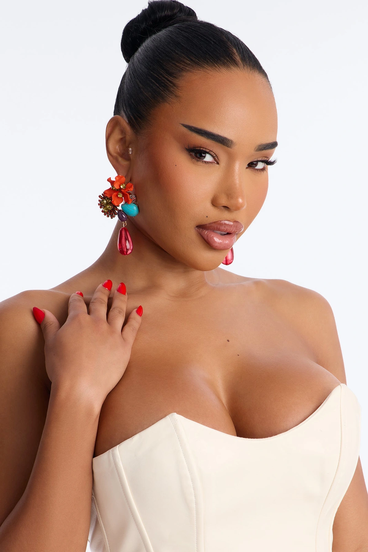Wild Flower Rhinestone Drop Earrings - Multi Color — Multicolor