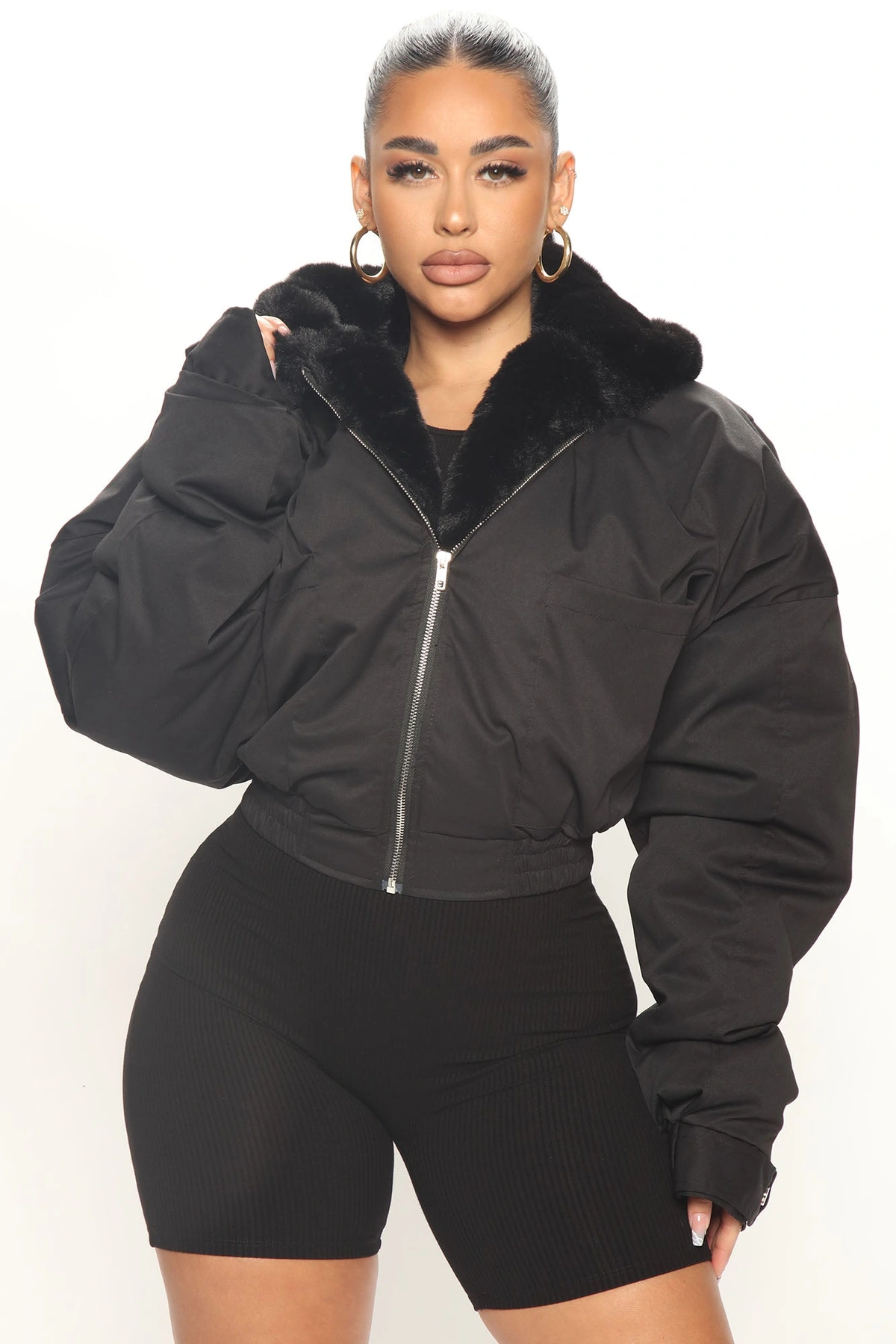 Don't Keep Your Cool Puffer Jacket - Black — Preto