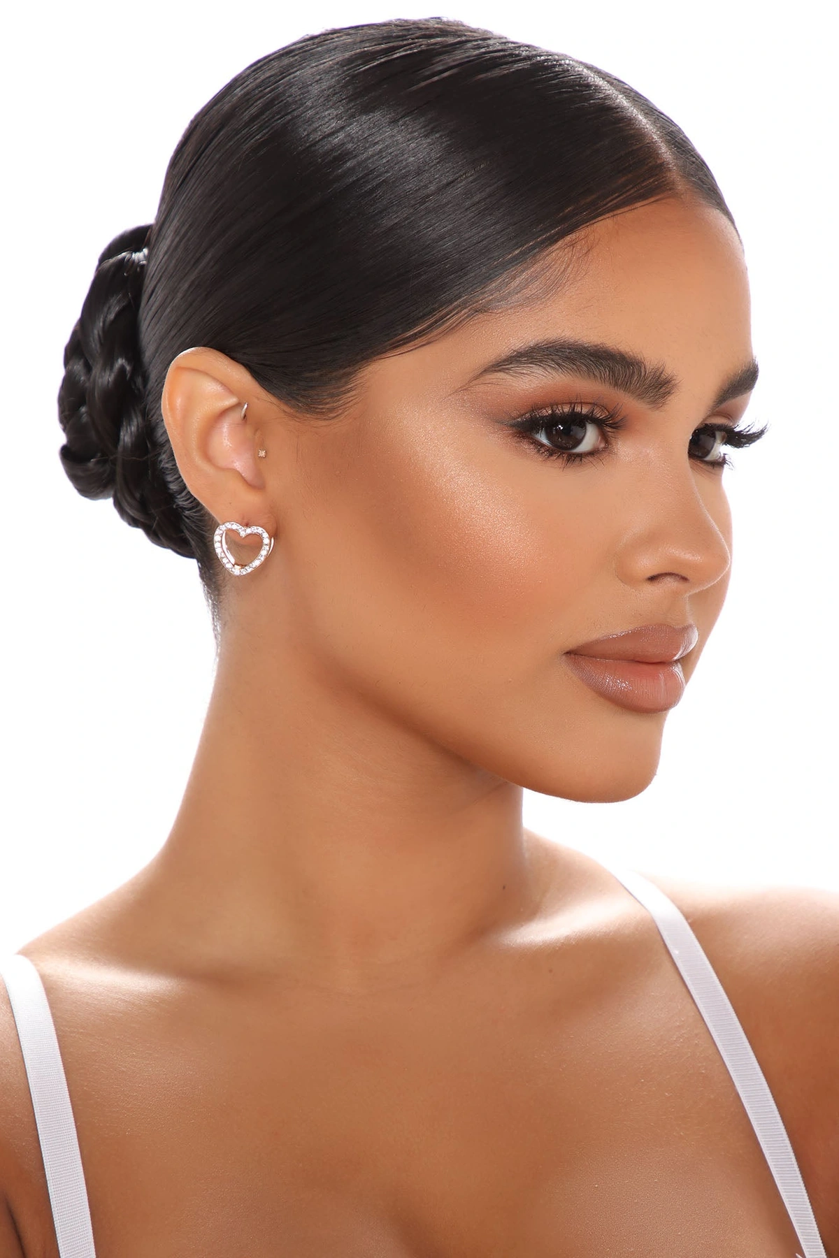 Hearts For Days Earrings - Gold/Clear — Dourado/Clear