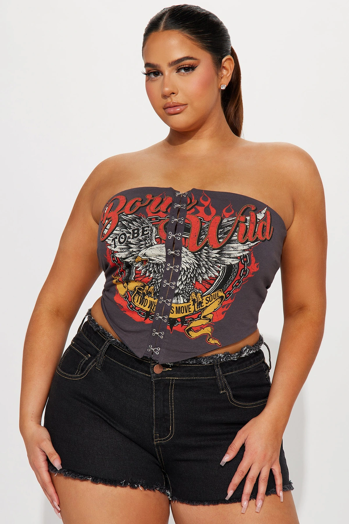 Born To Rock Corset Top - Charcoal — Cinzento-escuro