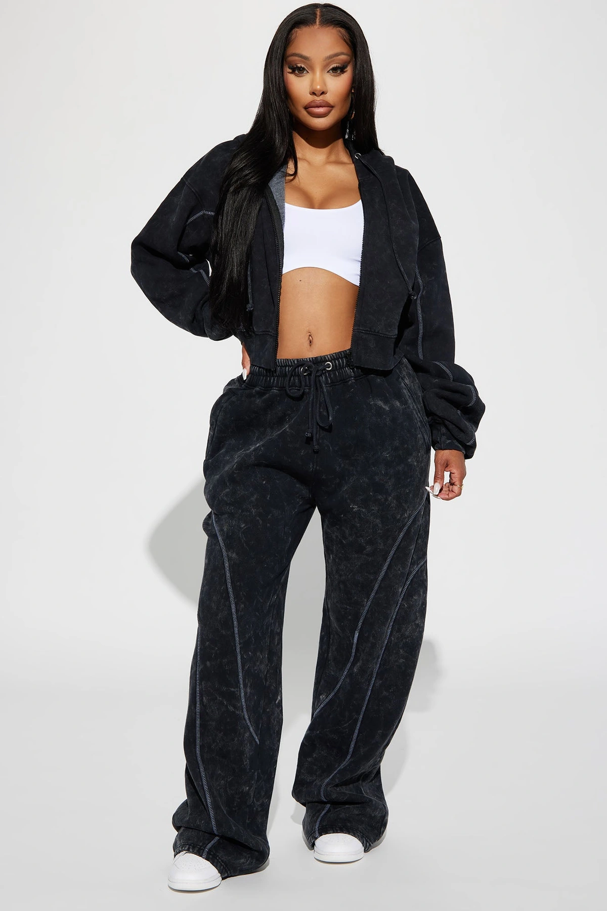 Norah Washed Lounge Pant - Black — Preto
