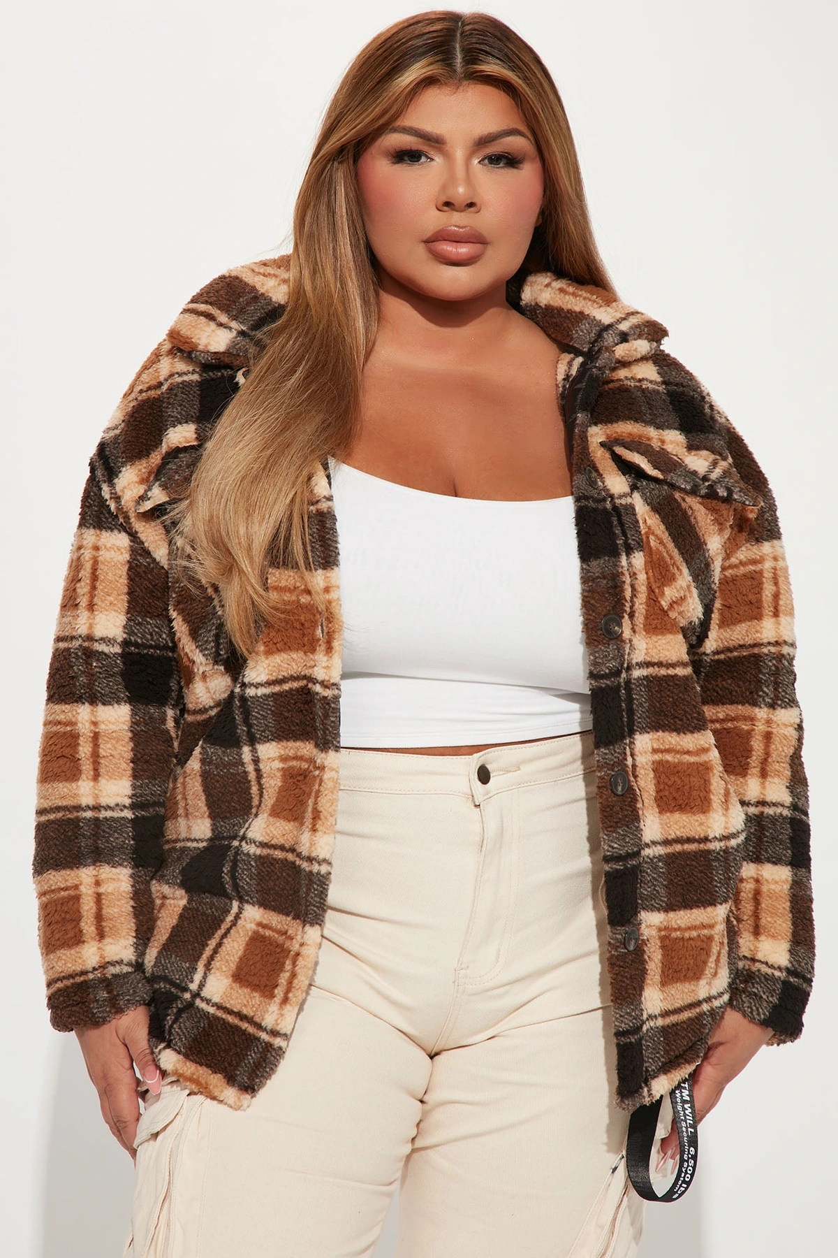 Feels Like Fall Sherpa Shacket - Camel/combo — Camel/combinação