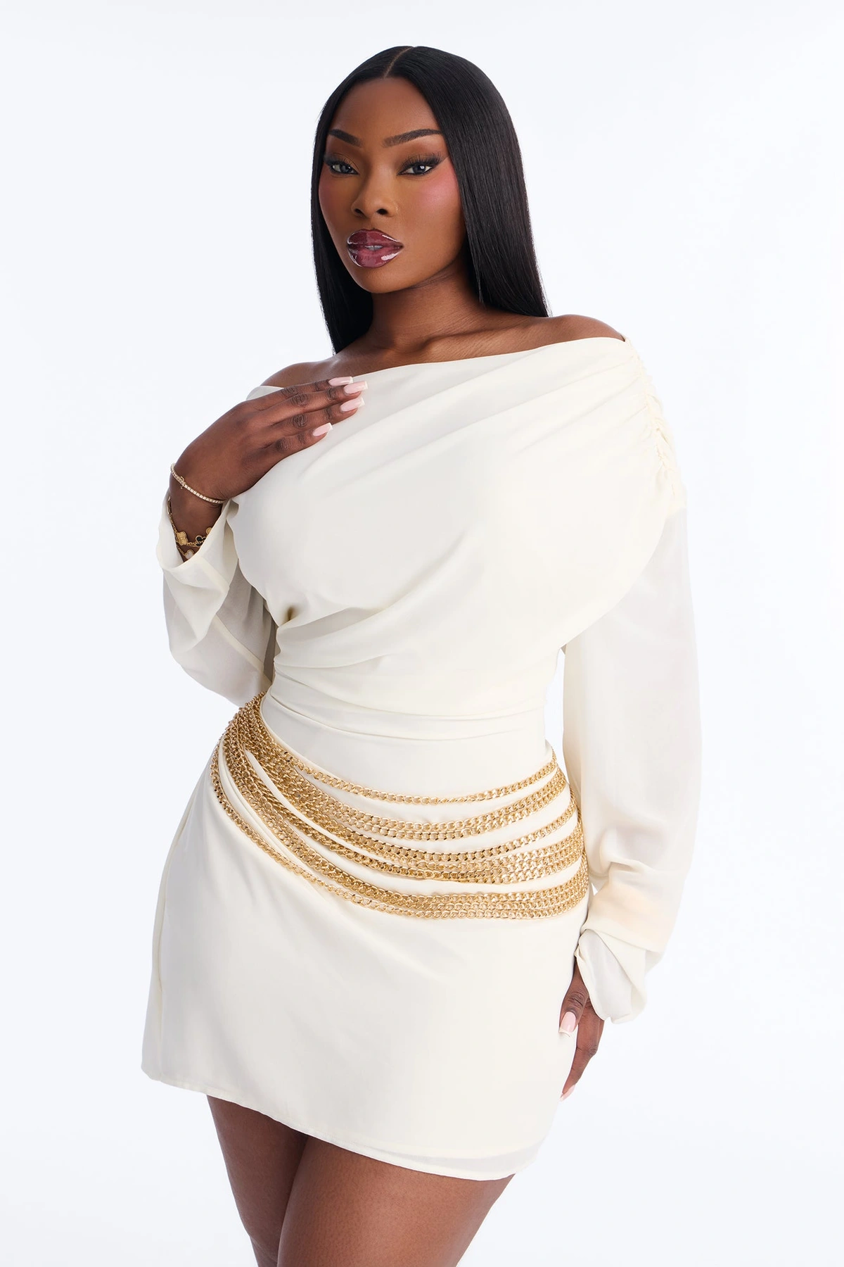 Side To Side Layered Chain Belt - Gold — Dourado