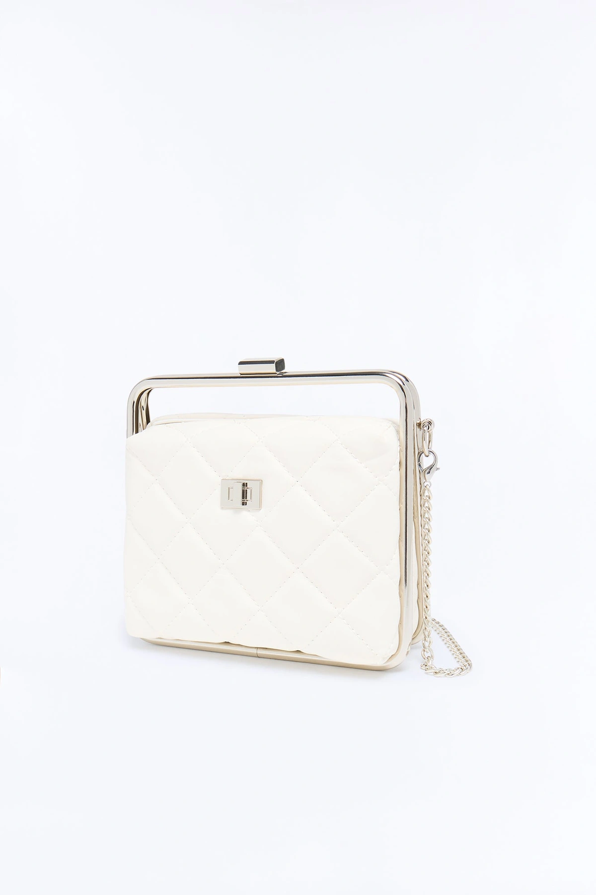 Sweetest Dreams Faux Leather Quilted Satchel Handbag - Ivory — Marfim