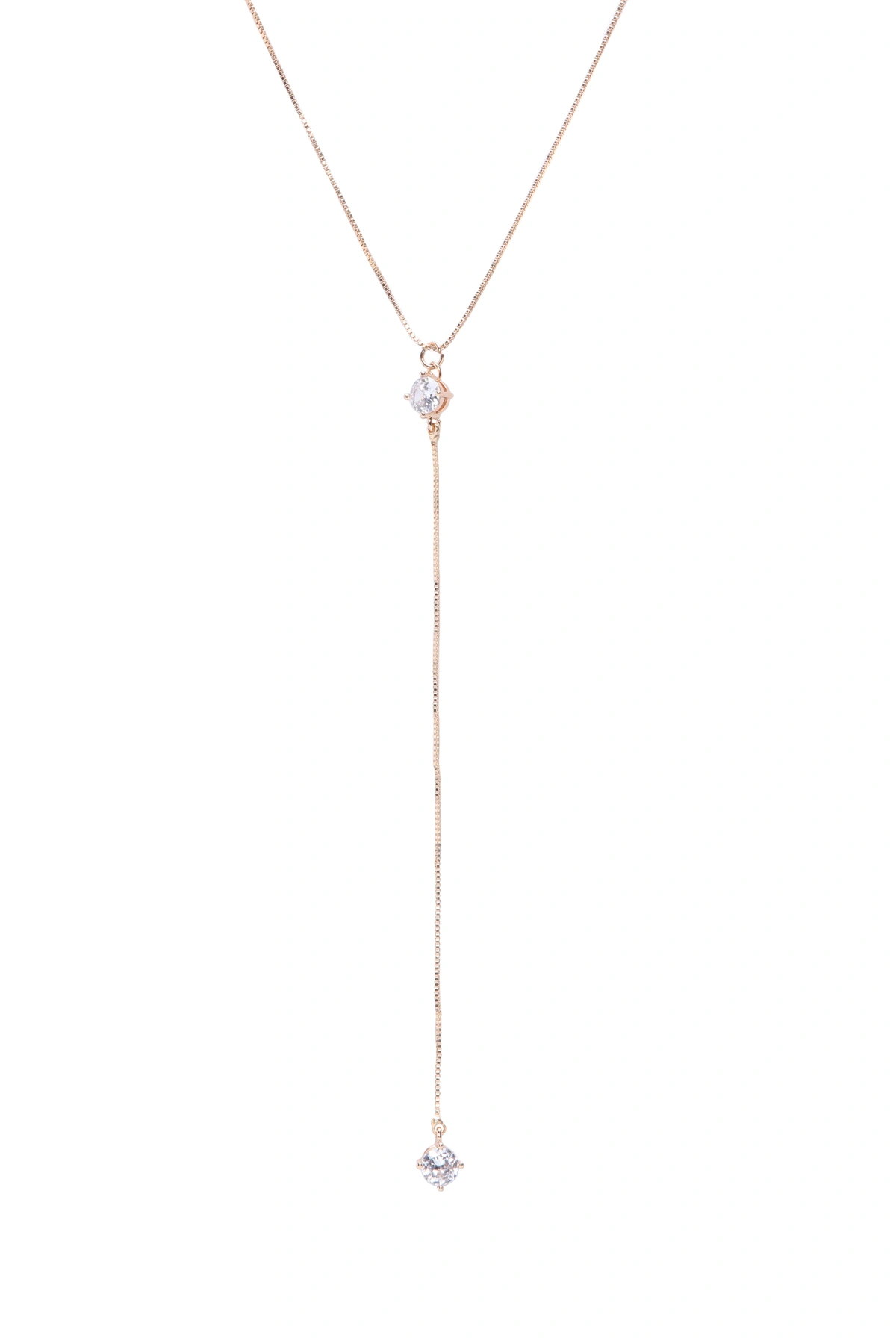Clear As Day Lariat Necklace - Gold/Clear — Dourado/Clear