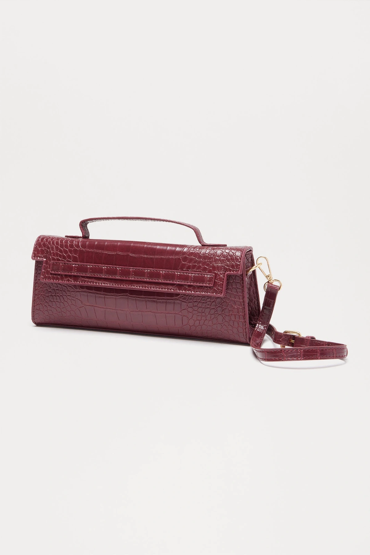 Predator Instinct Embossed Croc Faux Leather Clutch - Burgundy — Bordô