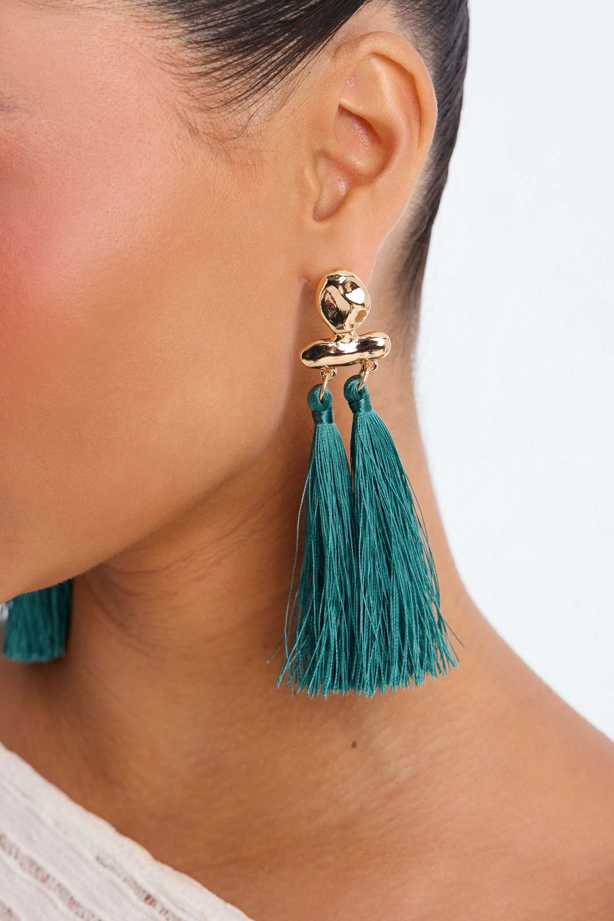 Just Brush It Off Drop Earrings - Gold/Green — Dourado/Verde