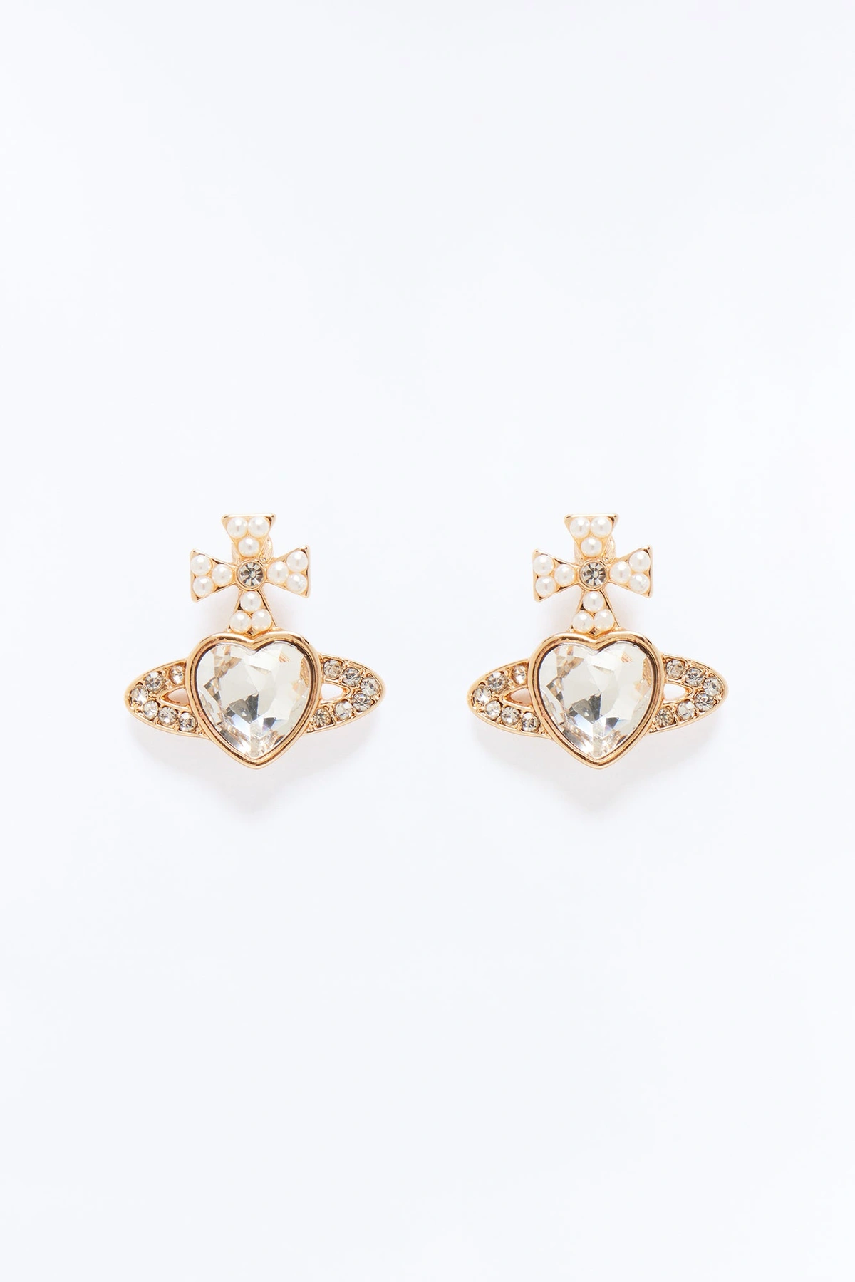 Queen Of The World Rhinestone Stud Earrings - Gold — Dourado
