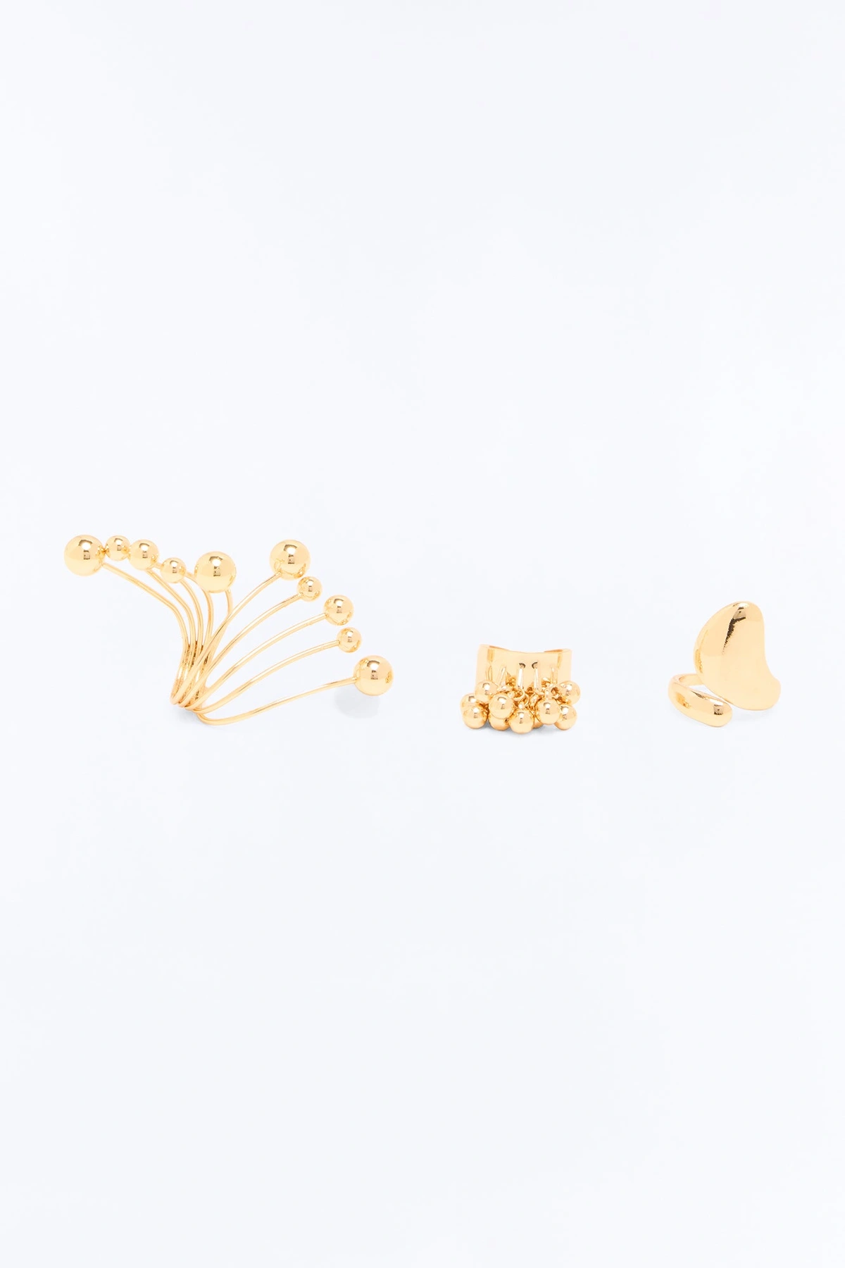 Temp Me 3 Piece Ring Set - Gold — Dourado