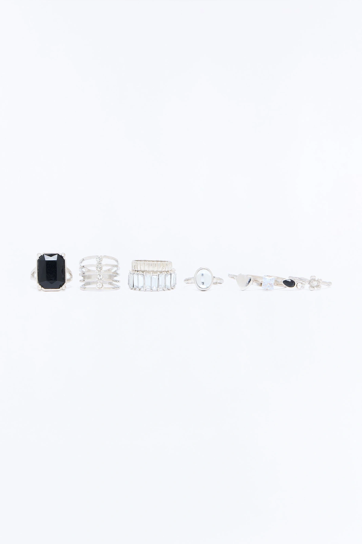 You're On My Mind 9 Piece Ring Set - Silver — Prateado