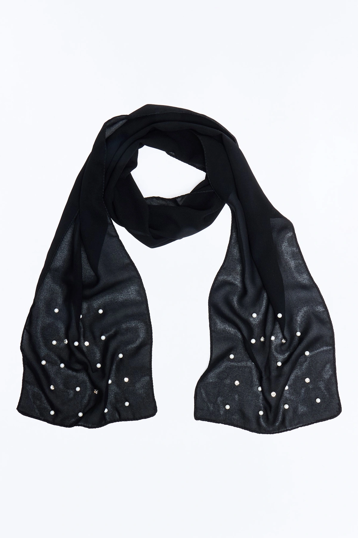 Night Sky Skinny Sheer Scarf - Black — Preto