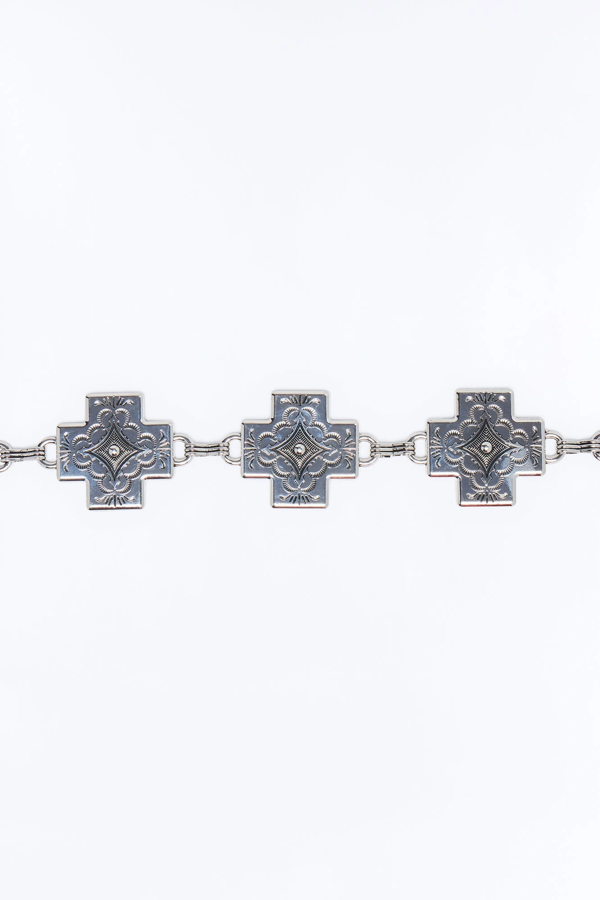 Tracey Cross Western Chain Belt - Blue/Silver — Azul/Prateado
