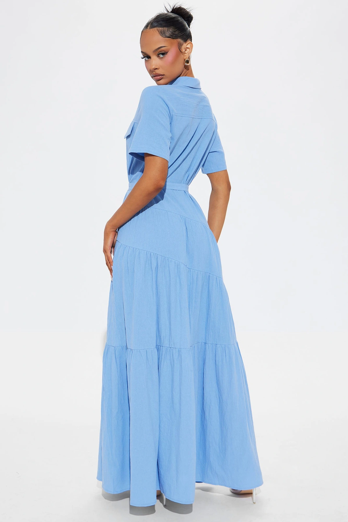 Julia Maxi Shirt Dress - Blue — Azul