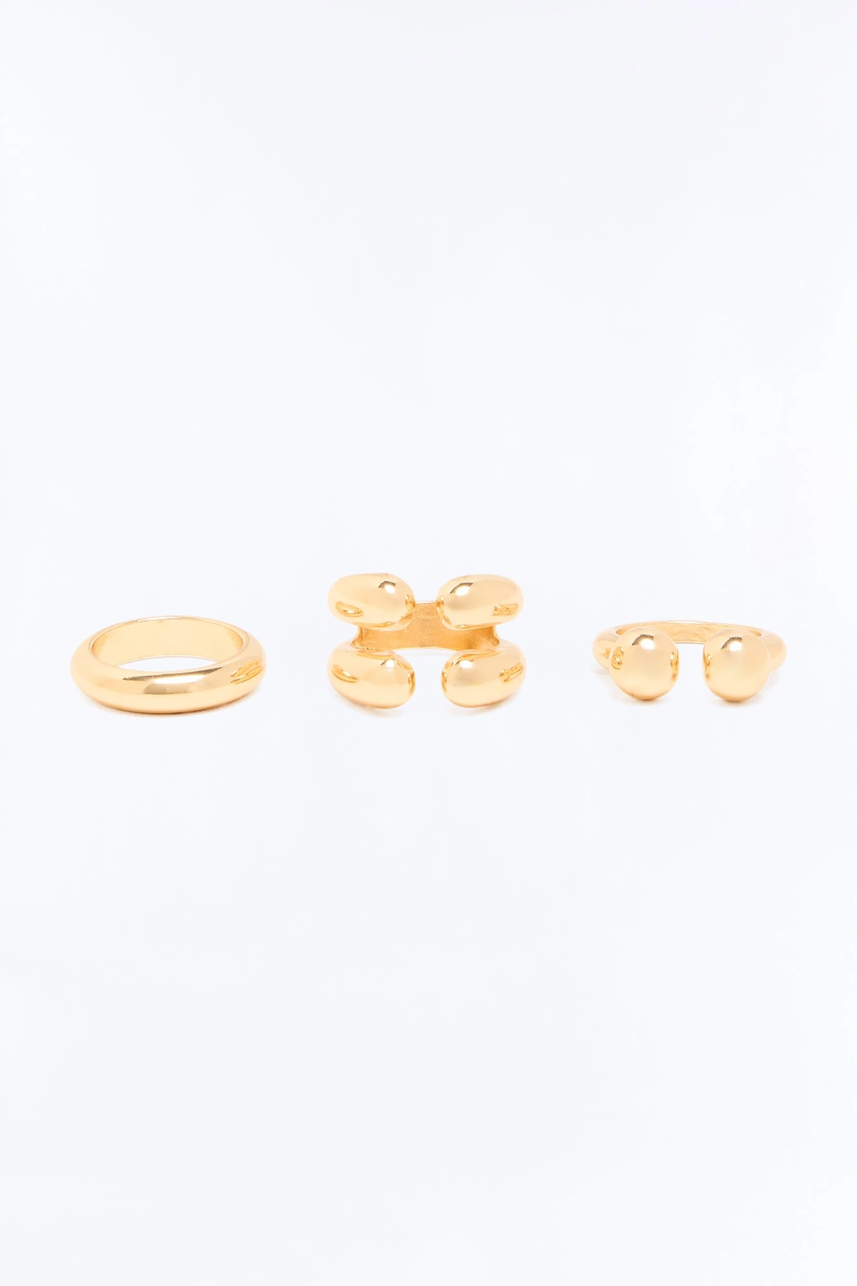 Miss Me 3 Piece Ring Set - Gold — Dourado