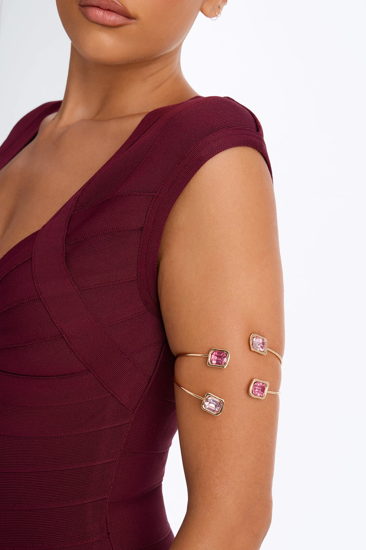 Don't Wander Arm Cuff - Gold/Pink — Dourado/Rosa