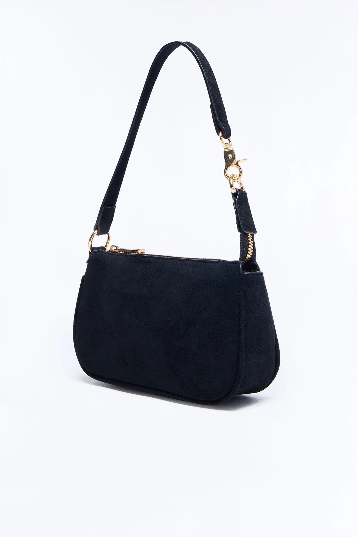 Touch Me Right Faux Suede Shoulder Handbag - Black — Preto