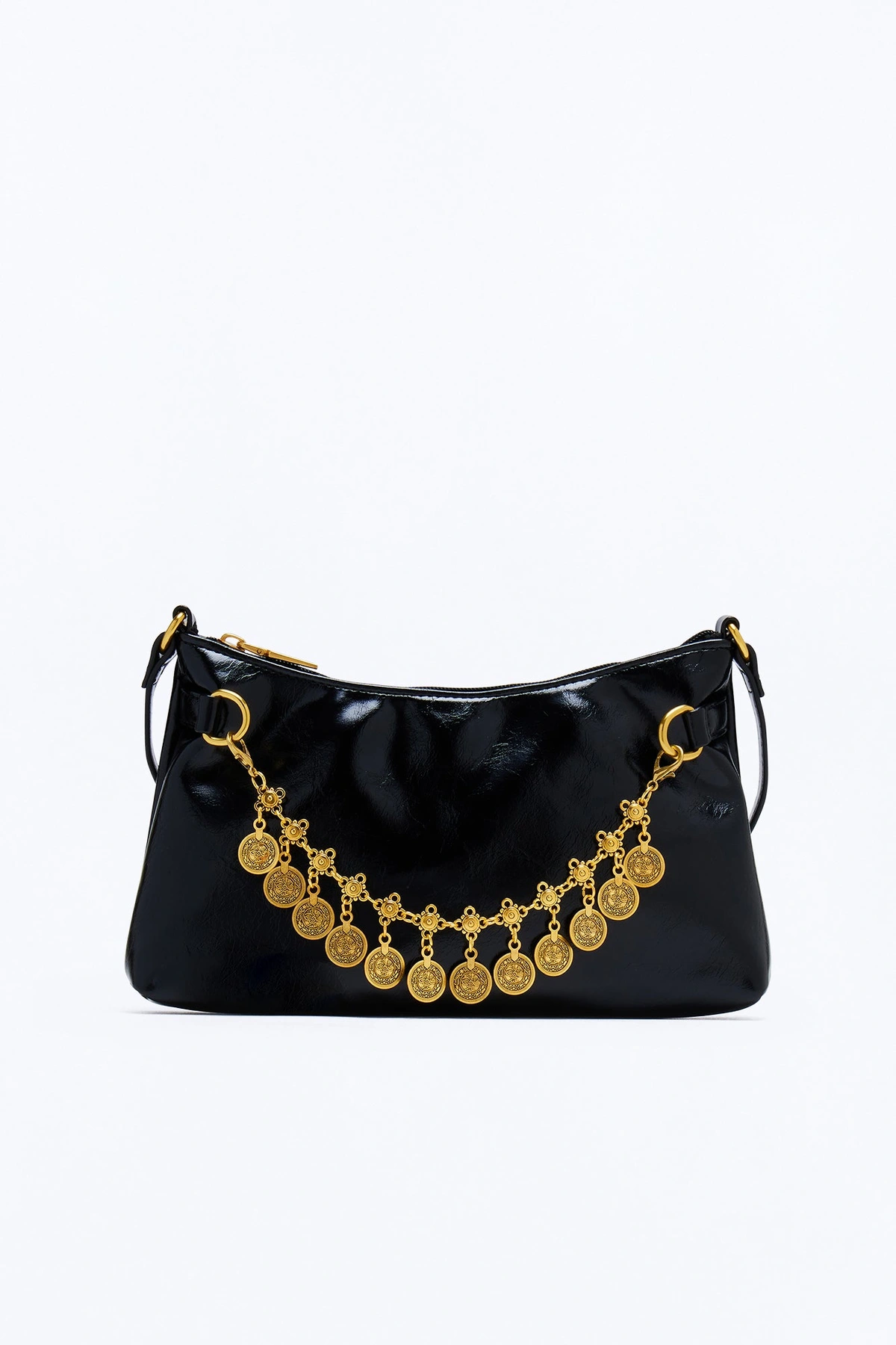 Treasure Me Faux Leather Shoulder Bag - Black — Preto