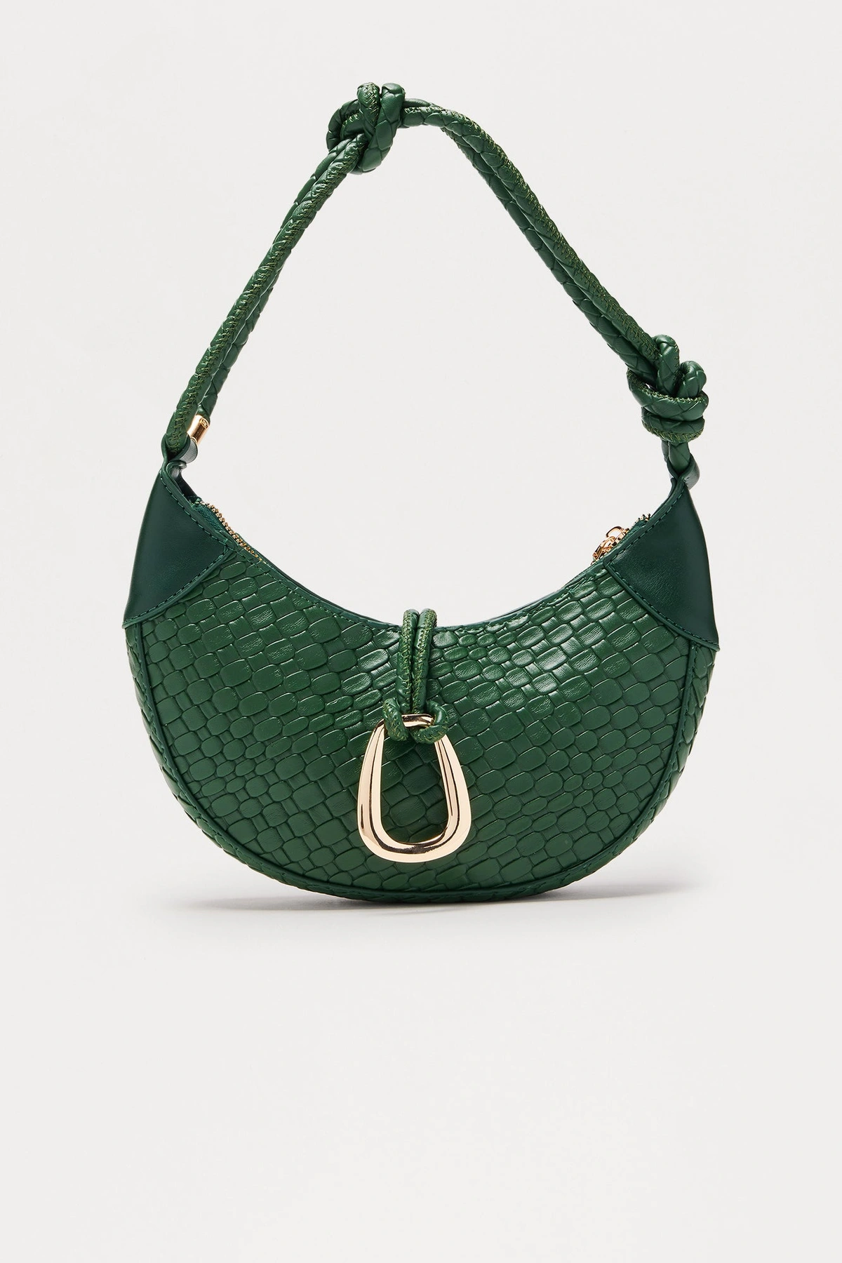 Nock Knot Faux Leather Shoulder Handbag - Green — Verde