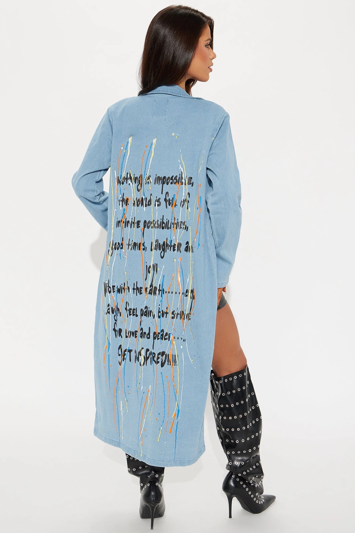 Be Inspired Denim Trench - Light Blue Wash — claro Azul lavagem