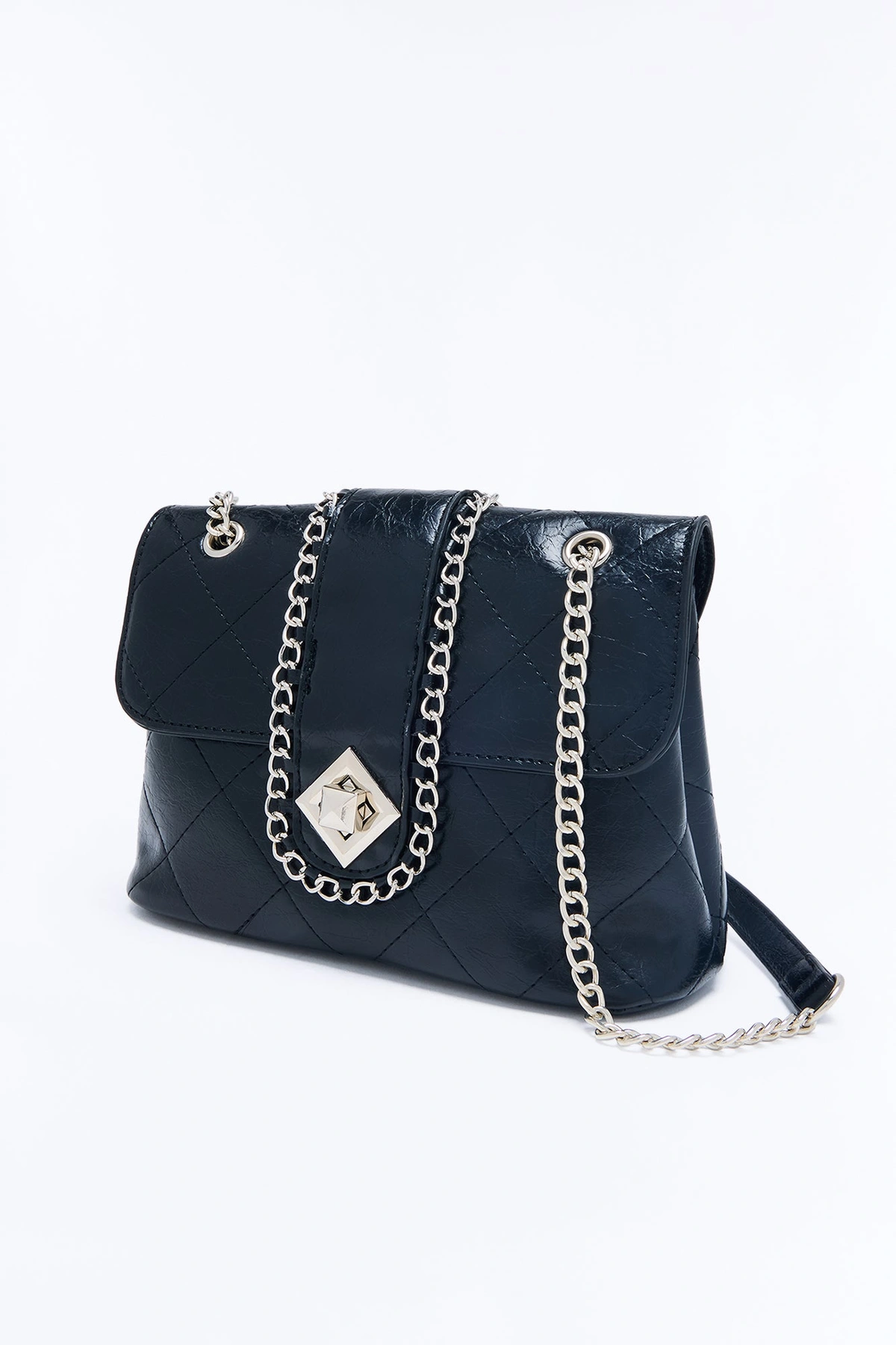 Paris And Rome Faux Leather Handbag - Black — Preto