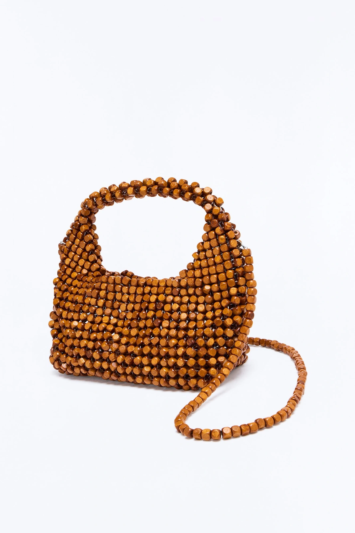 Wood You Mind Beaded Satchel Handbag - Brown — Castanho