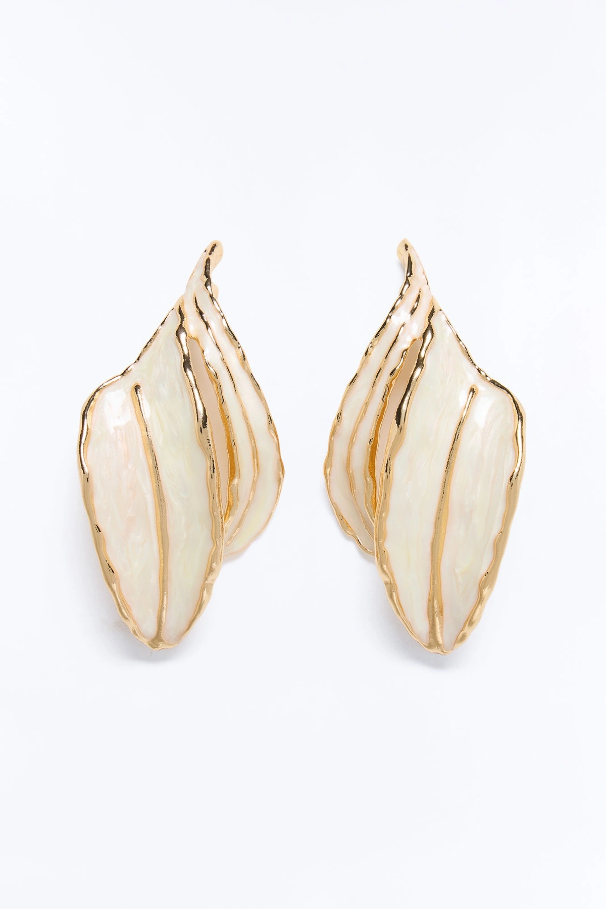 Autumn Falls Drop Earrings - White/Gold — Branco/Dourado