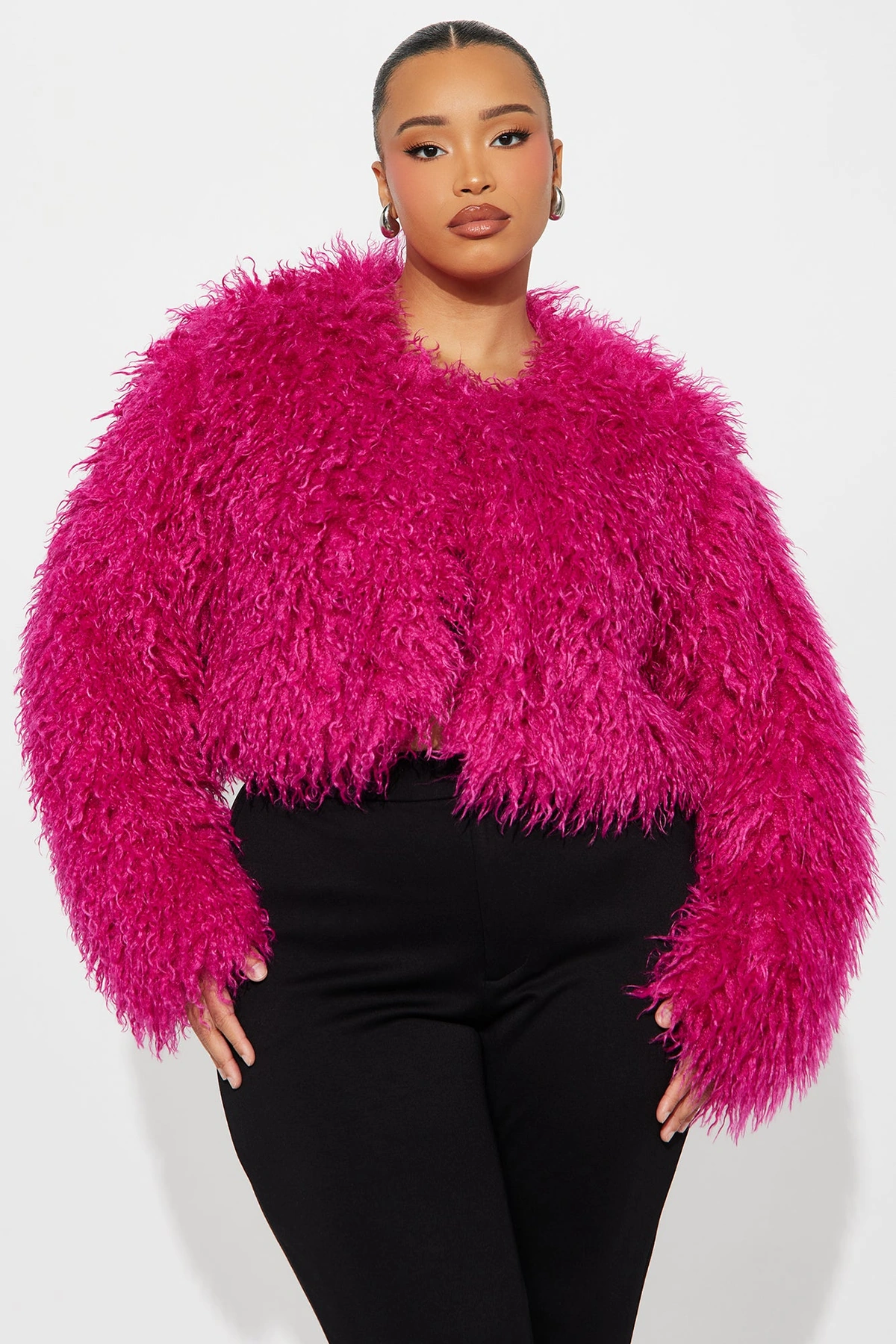 Sydney Faux Fur Coat - Fuchsia — Fúcsia