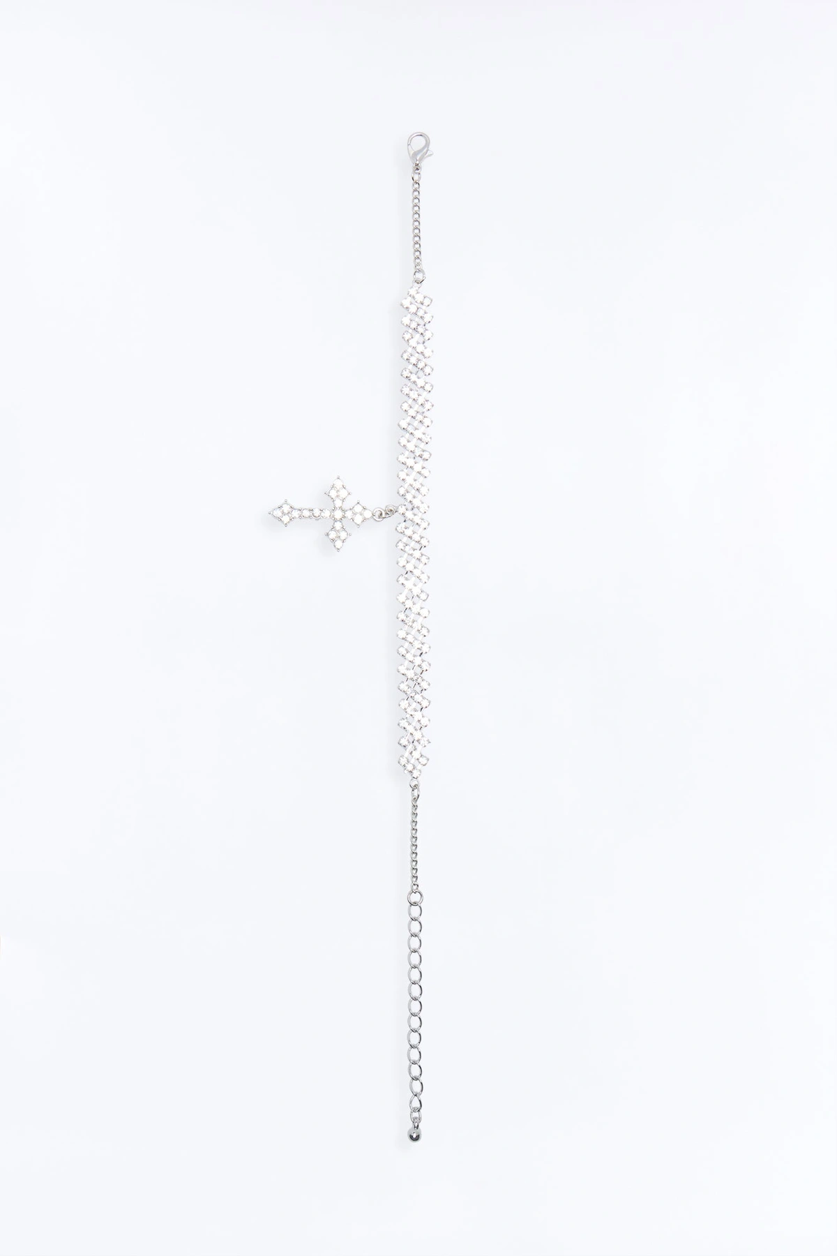 Faith Essence Rhinestone Anklet - Silver — Prateado