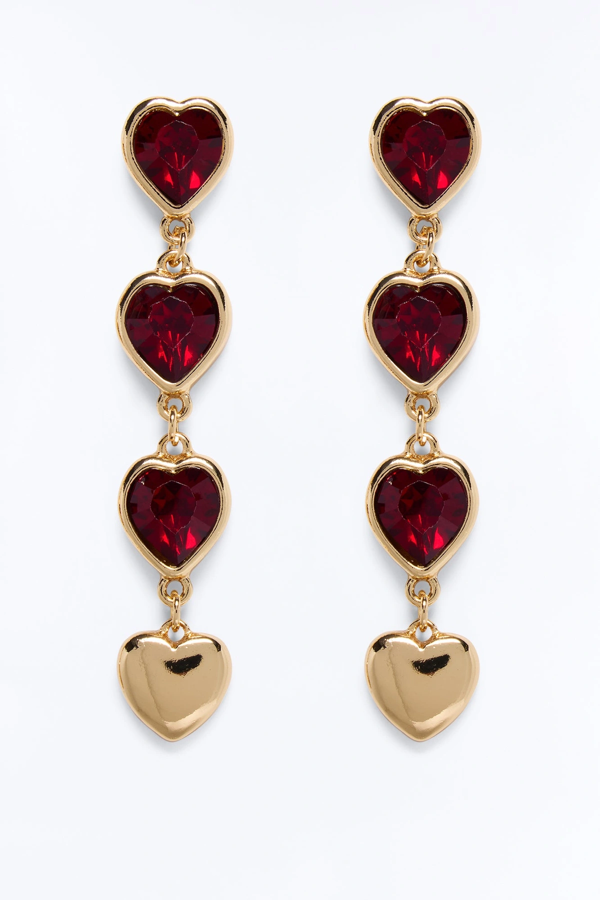 It's True Love Linear Earrings - Gold/Red — Dourado/Vermelho