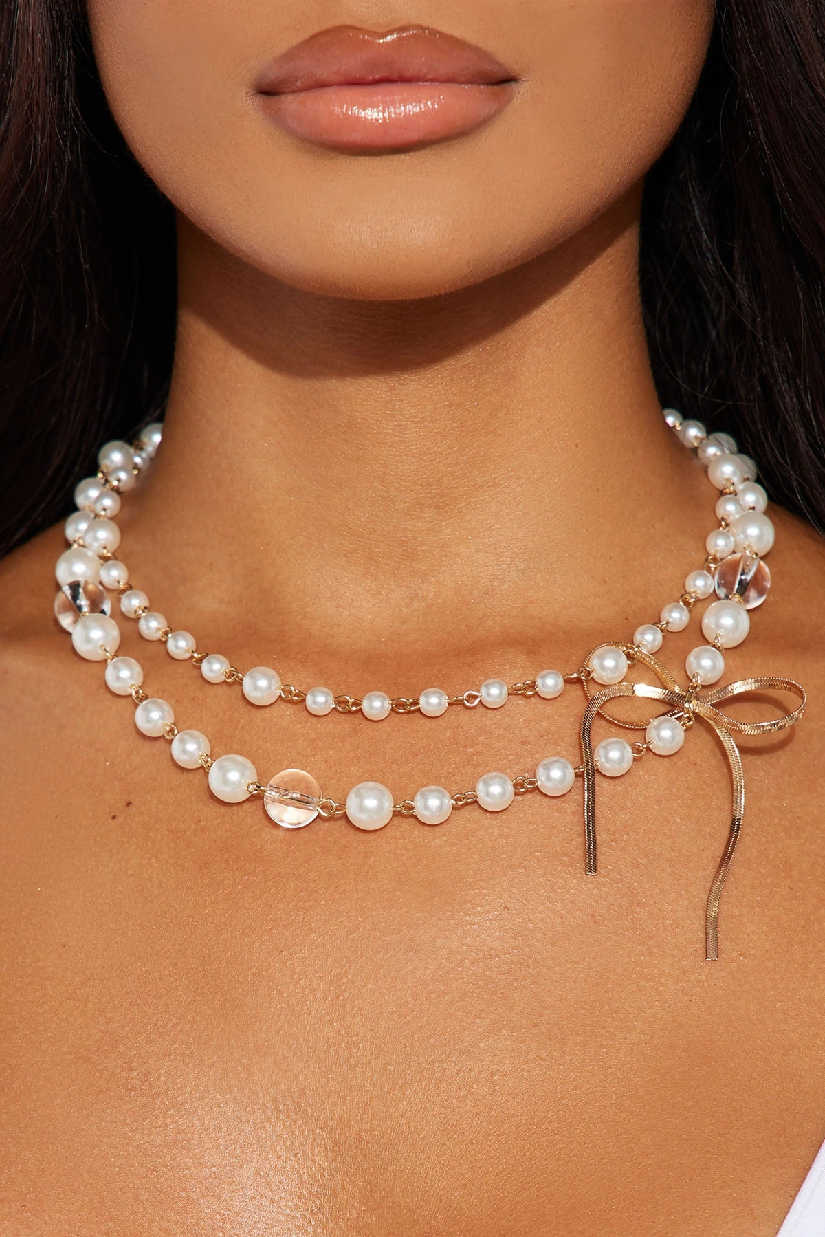 Lady May Necklace - White/Gold — Branco/Dourado