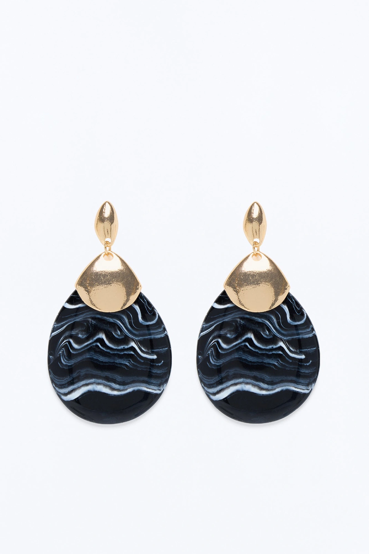 Drift Away Drop Earrings - Black/Gold — Preto/Dourado