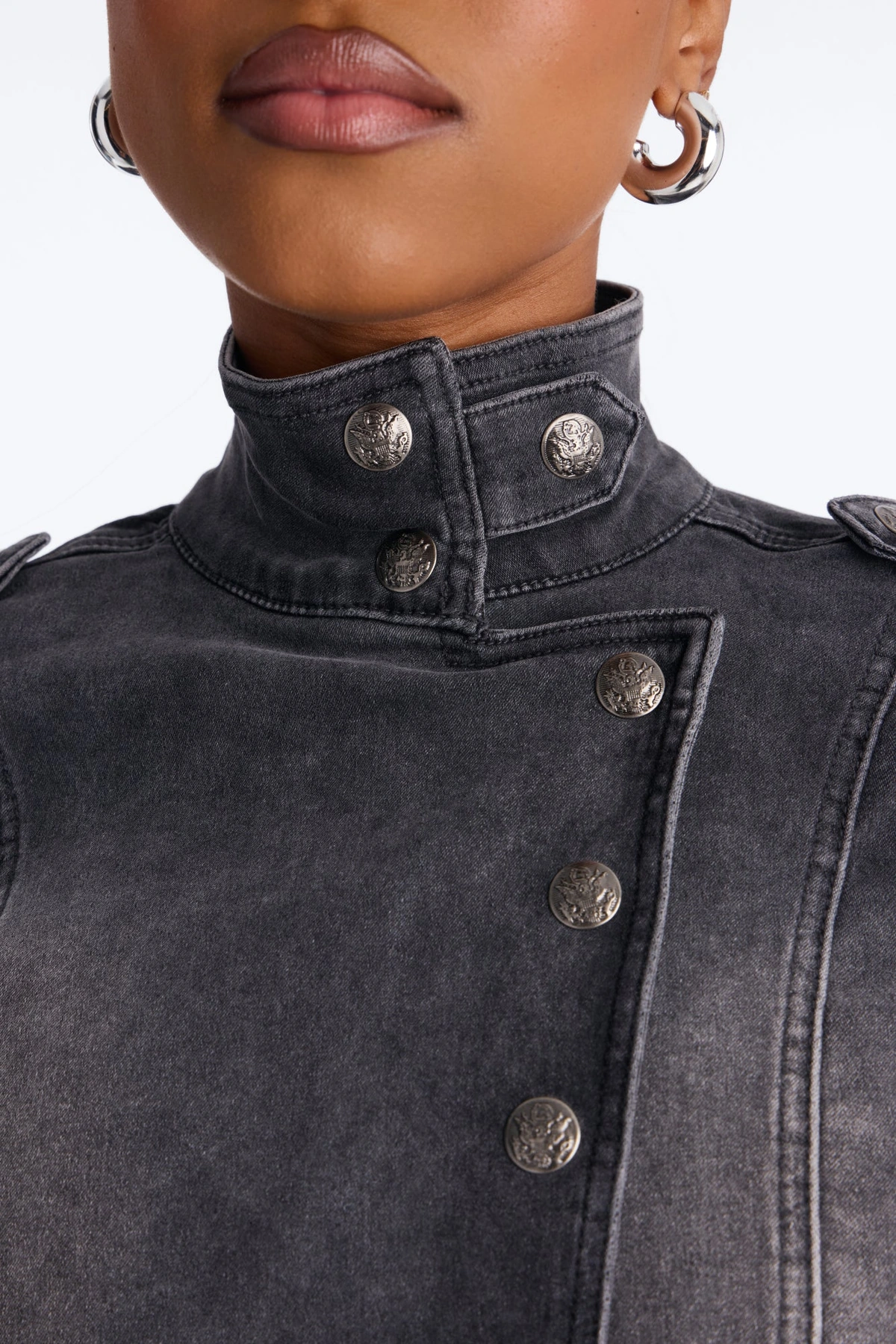 Out Past Midnight Stretch Denim Jacket - Black — Preto